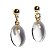 Brinco Cabochão Oval Pedra Cristal Natural Pino Dourado - Imagem 4
