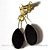Brinco Gota Obsidiana Negra 40mm Ranhurado Banho Dourado - Imagem 1
