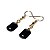 Brinco Retangular Pedra Obsidiana Negra Tamanho P Dourado - Imagem 5
