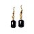 Brinco Retangular Pedra Obsidiana Negra Tamanho P Dourado - Imagem 4