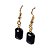 Brinco Retangular Pedra Obsidiana Negra Tamanho P Dourado - Imagem 3