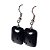 Brinco Retangular Pedra Obsidiana Negra Anzol Prateado - Imagem 3