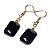 Brinco Retangular Pedra Obsidiana Negra Anzol Dourado - Imagem 3