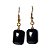 Brinco Retangular Pedra Obsidiana Negra Anzol Dourado - Imagem 4