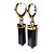 Brinco Argola Micro Pontinha Obsidiana Negra Dourada - Imagem 4