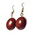 Brinco Cabochão Disco Jaspe Vermelho Natural Anzol Dourado - Imagem 2