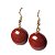 Brinco Cabochão Disco Jaspe Vermelho Natural Anzol Dourado - Imagem 3