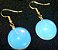 Brinco Cabochão Disco Pedra da Lua Anzol Banho Dourado - Imagem 1
