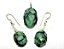 Conjunto Brinco e Pingente Pedra Esmeralda Natural Prata 950 - Imagem 2