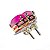 Brinco Topinho Cabochão Oval Agata Rosa Natural Dourado - Imagem 5