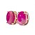Brinco Topinho Cabochão Oval Agata Rosa Natural Dourado - Imagem 3