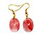 Brinco Cabochão Oval Pedra Cherry Montagem Anzol - Imagem 2