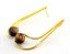 Brinco Boomerang Pedra Olho de Tigre Montagem Dourado - Imagem 1