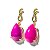 Brinco Gota Montagem Garra Pedra Agata Rosa Pino Tarraxa - Imagem 3