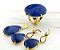 Conjunto Anel Brinco e Pingente Quartzo Azul Natural Dourado - Imagem 1