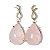 Conjunto Anel Brinco e Pingente Quartzo Rosa Natural Dourado - Imagem 3