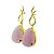 Brinco Gota Garra Pedra Quartzo Rosa Tarraxa Dourada - Imagem 3