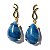 Brinco Gota Montagem na Garra Pedra Quartzo Azul Dourado - Imagem 5