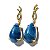 Brinco Gota Montagem na Garra Pedra Quartzo Azul Dourado - Imagem 4