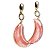 Brinco Meia Lua Pedra Cherry Rosa Ranhurado Dourado - Imagem 3