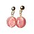 Brinco Disco Pedra Cherry Rosa Tarracha Dourado - Imagem 5