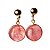 Brinco Disco Pedra Cherry Rosa Tarracha Dourado - Imagem 3
