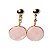 Brinco Disco Pedra Quartzo Rosa Natural Tarracha Dourado - Imagem 5