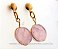 Brinco Disco Pedra Quartzo Rosa Natural Tarracha Dourado - Imagem 6