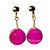 Brinco Disco Pedra Ágata Rosa Tarraxa Dourado - Imagem 4