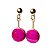 Brinco Disco Pedra Ágata Rosa Tarraxa Dourado - Imagem 3