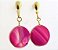 Brinco Disco Pedra Ágata Rosa Tarraxa Dourado - Imagem 1