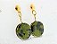 Brinco Disco Pedra Jadeita Tarracha Dourado - Imagem 1