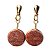 Brinco Disco Pedra Quartzo Vermelho Tarracha Dourado - Imagem 2