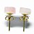 Brinco Botton Pedra Quartzo Rosa Pino Tarraxa Banho Dourado - Imagem 2