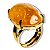 1 Anel Citrino Cabochão Oval Montagem Dourado Aro Ajustavel - Imagem 3