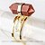 Anel Micro Pontinha Jaspe Vermelho Bi Ponta Ajustavel Dourado - Imagem 2
