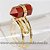 Anel Micro Pontinha Jaspe Vermelho Bi Ponta Ajustavel Dourado - Imagem 4