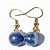 Brinco Bolinha Pedra Sodalita Natural Montagem Anzol Dourado - Imagem 4