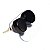 Brinco Button Pedra Obsidiana Negra Tarraxa Banho Dourado - Imagem 3