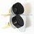 Brinco Button Pedra Obsidiana Negra Tarraxa Banho Dourado - Imagem 2
