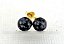 Brinco Bolinha Pedra Obsidiana Flocos de Neve Pino Dourado - Imagem 2