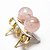 Brinco Bolinha Pedra Quartzo Rosa Pino Tarracha Dourado - Imagem 2