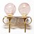 Brinco Bolinha Pedra Quartzo Rosa Pino Tarracha Dourado - Imagem 1