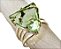 Anel Prata 950 Obsidiana Verde Trillion Prata Ajustável - Imagem 2