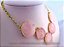 Maxxi Colar 5 Pedra Natural Cristal Rosa Cabochão Dourado - Imagem 1