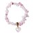 Pulseira Mini Coração Pedra Quartzo Rosa Cascalho Silicone - Imagem 1