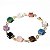 Pulseira Quadrado Pedra Mista Ranhurado Elo Dourado - Imagem 3