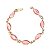 Pulseira Navete Pedra Quartzo Cherry Ranhurado Elo Dourado - Imagem 3
