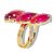 Anel 3 Pedras Agata Rosa Navete Aro Ajustável Banho Dourado - Imagem 5