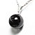 Colar Bolinha Pedra Obsidiana Negra Pino Prateado - Imagem 2